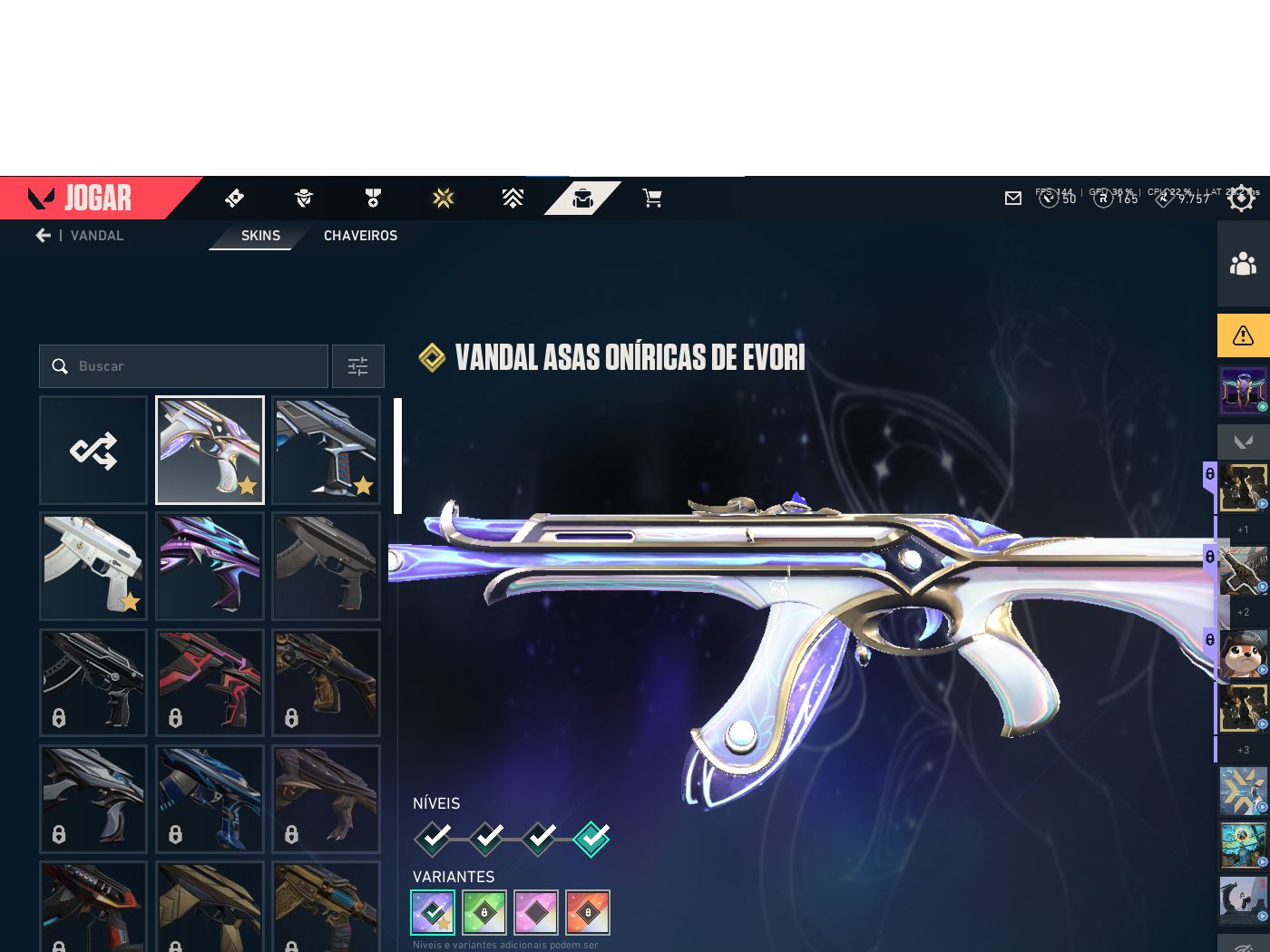 Conta valorants com skins de vandal, phantom, sheriff,operator,marshall guardian