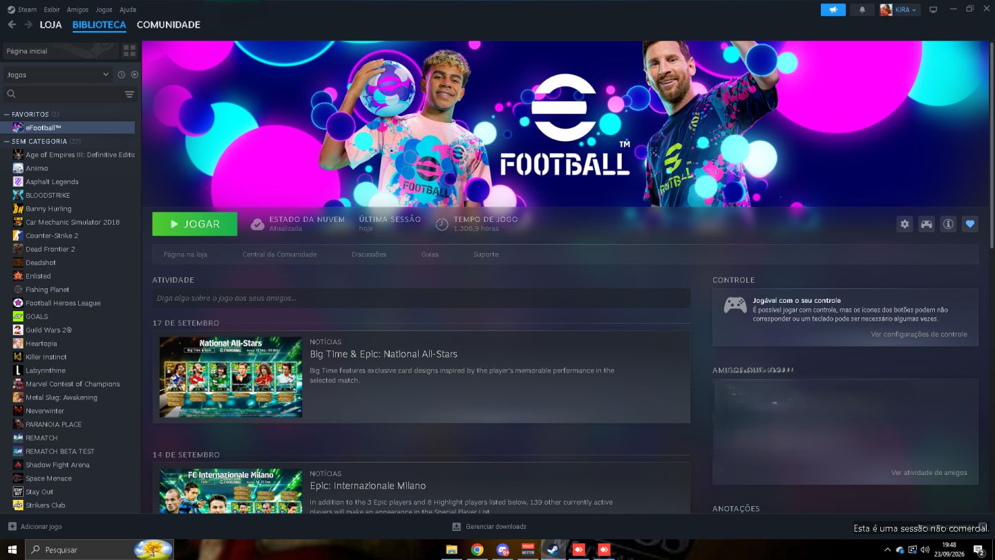 Conta eFootball Steam 3203 Força + Gullit, mbappe blitz culler, e jogos