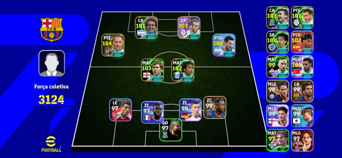 CONTA EFOOTBALL MOBILE BALE 107 NARUTO BLITZ CURLER+ RICARDO QUARESMA 104