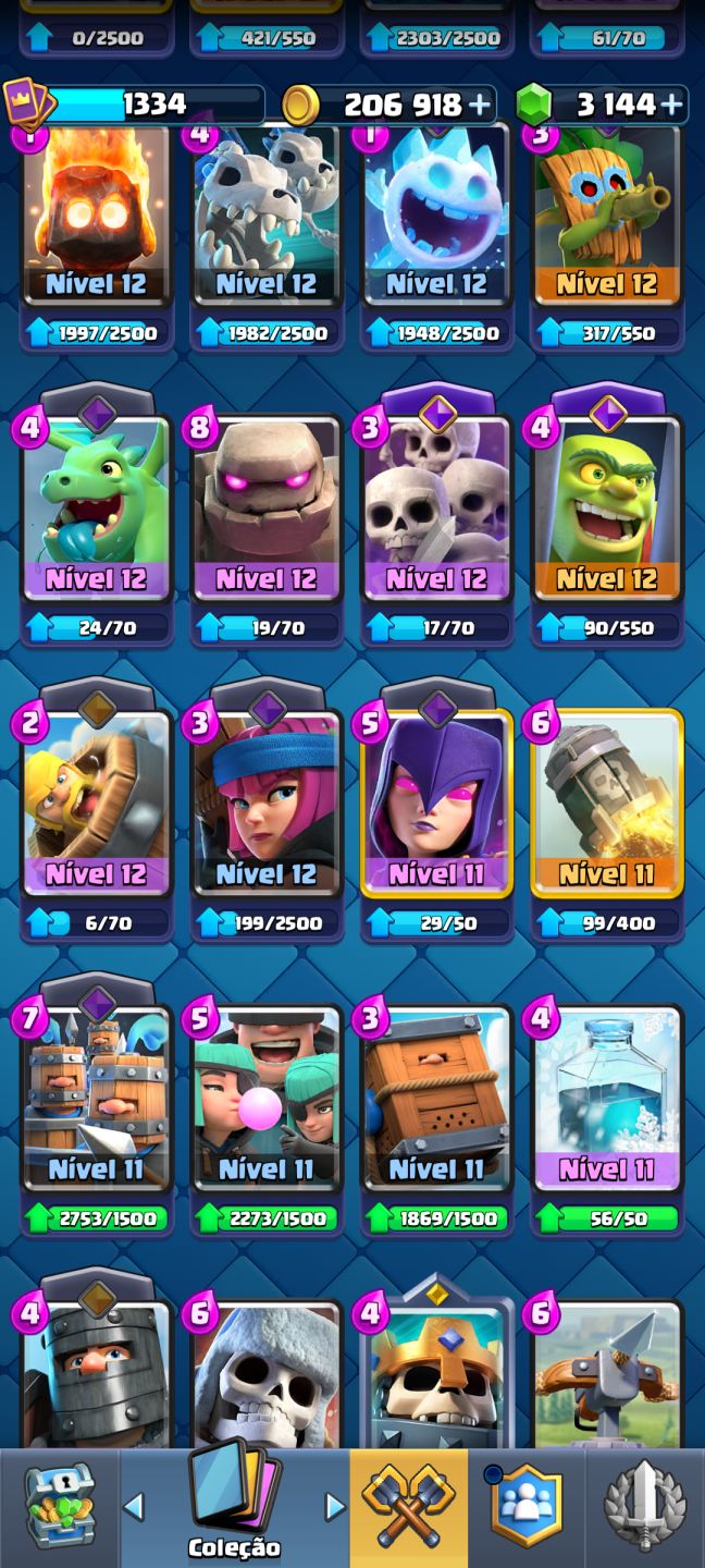 Conta Clash Royale 6 anos / 8 evoluções / 4 heróis / 3 campeões / 3000 gemas