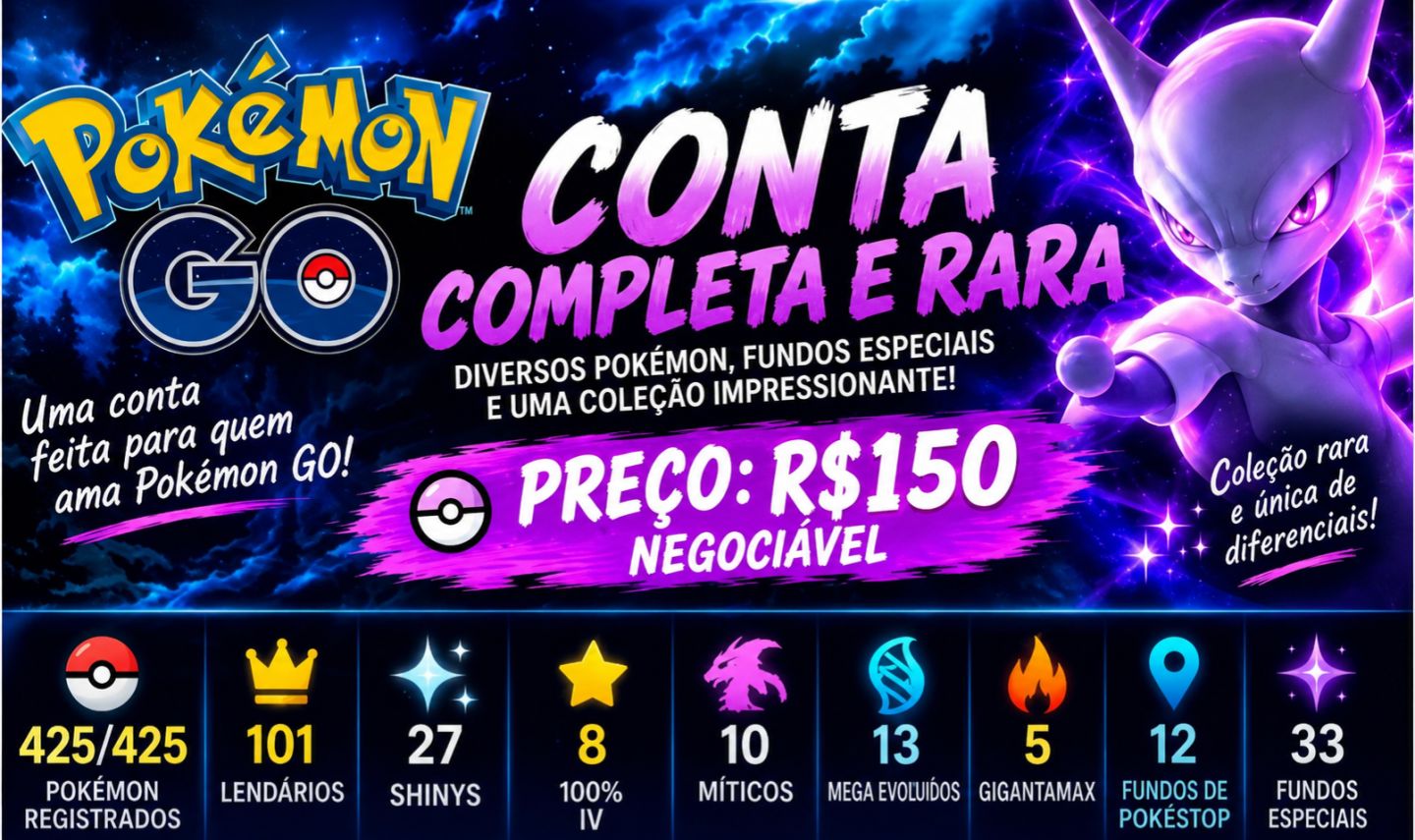 Conta muito rara de pokemon go(Com mega Mewtwo com fundo 100% e Mewtwo armadura)