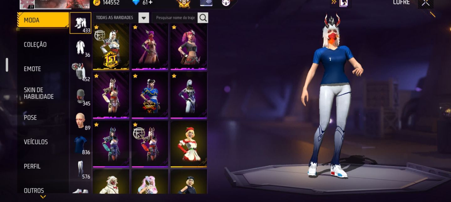 CONTA FREE FIRE GEMADA PRIME 8 / FULL RAGNAROK, FULL STREET FIGHTER E MUITO +