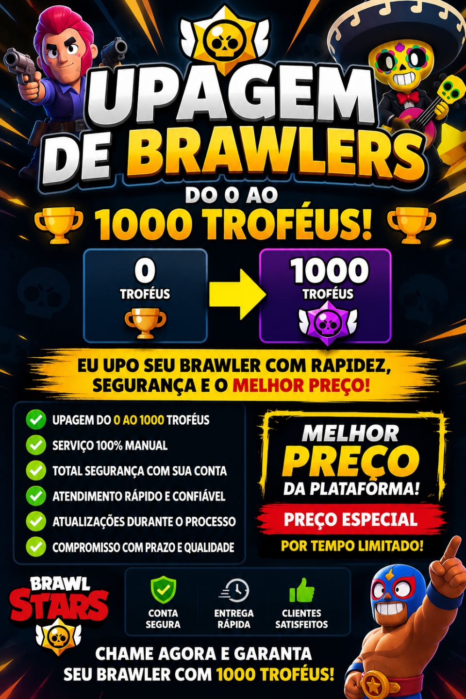 UPAGEM DE BRAWLERS | 01000 TROFÉUS | ENTREGA RÁPIDA | MELHOR PREÇO DA GGMAX