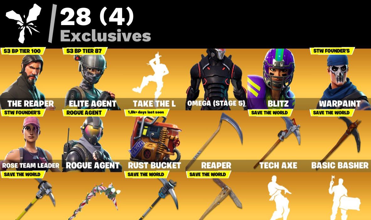 CONTA FORTNITE FULL TRYHARD (102 SKINS + OG STW + 1600 VBUCKS NA CONTA)