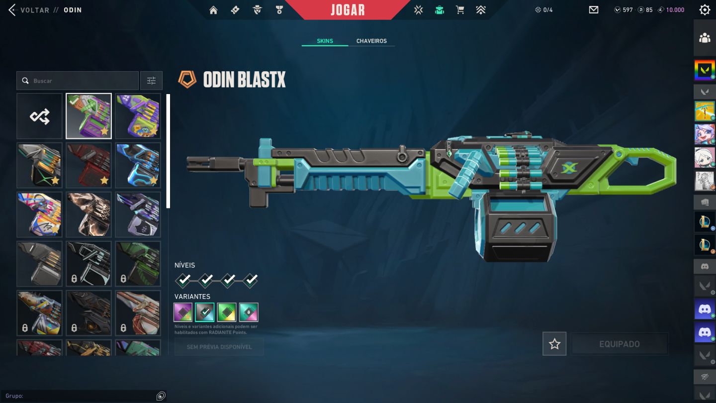 Conta de Valorant, skins de pacote e passe de batalha - 3.800 reais Gastos.