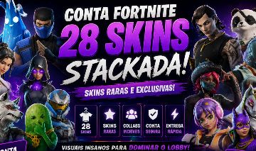 FORTNITE 28 SKINS STACKADA + SKINS RARAS E COLLABS E OUTROS JOGOS NO PREÇO