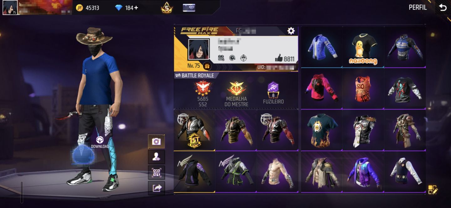Conta de freefire antiga, gemada lvl 75 full acesso