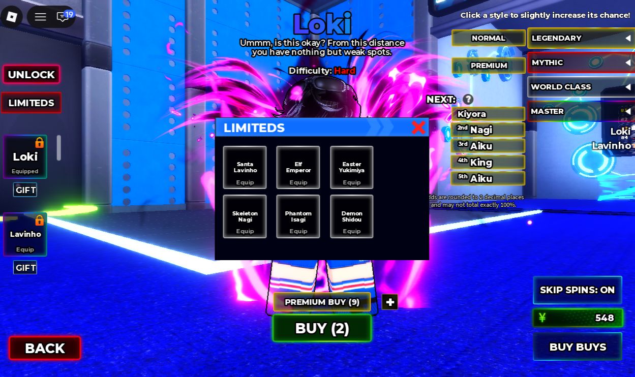 CONTA BLUE LOCK RIVALS 6 limitados+itens limitados+skins