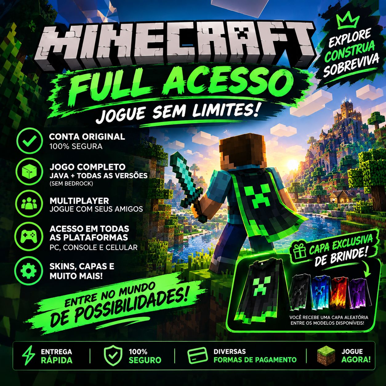 CONTA MINECRAFT FULL ACESSO