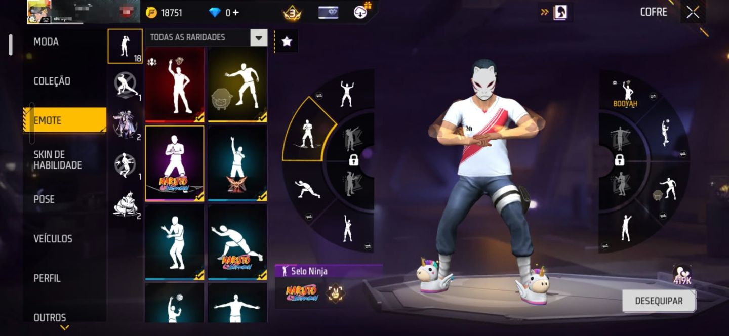 CONTA DE FREE FIRE COM NARUTO