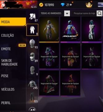 CONTA FREE FIRE - LVL 65 - ANTIGA