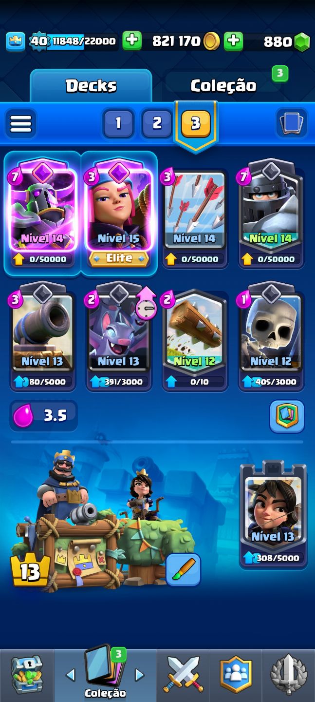 Clash Royale com 4 evoluções e arena 20