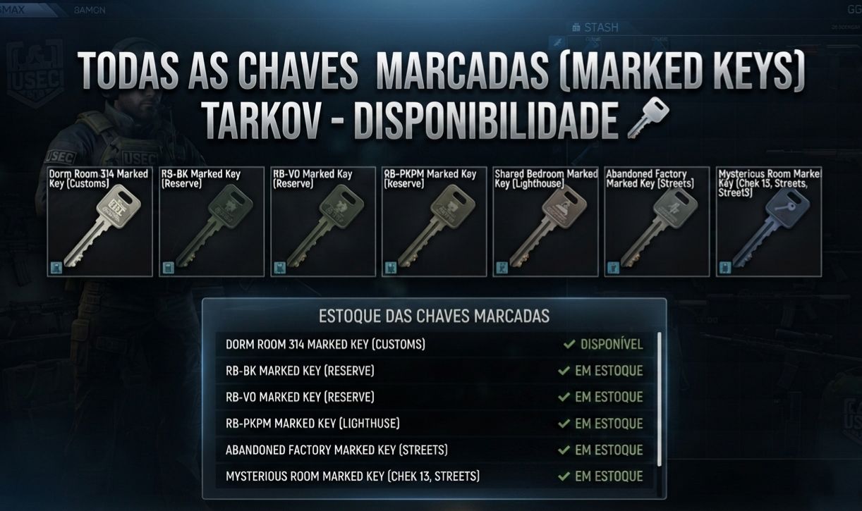 PvP Season ..TODAS AS CHAVES MARCADAS (MARKED KEYS) TARKOV - PREÇO DINÂMICO