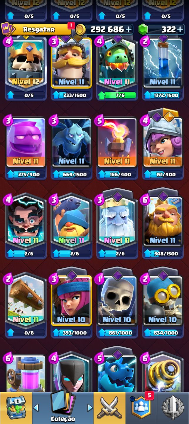 Conta Clash Royale muitos itens, com marretada do tor