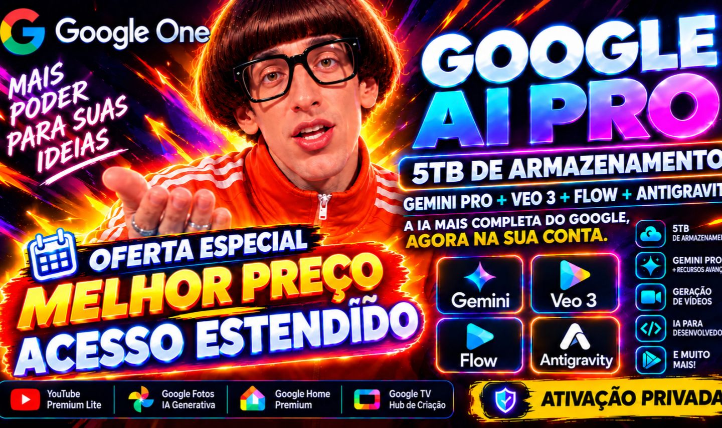 FLOW 18.000 CRÉDITOS GOOGLE AI PRO 5TB GEMINI ARGON + VEO 3 + OMNI + ANTIGRAVITY