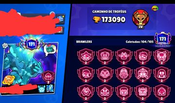 CONTA NO TOP BR! 173K TROFÉUS - 171 PRETÍGIOS+67 PRESTÍGIO 2 Brawl stars