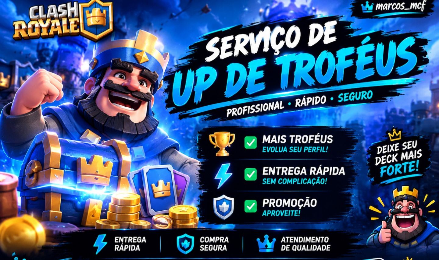 Suba de Arena Agora! Serviço de Up de Troféus Profissional - Clash Royale