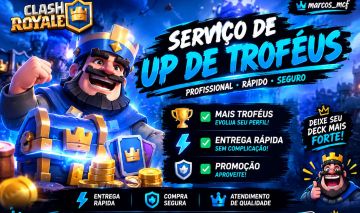 Suba de Arena Agora! Serviço de Up de Troféus Profissional - Clash Royale