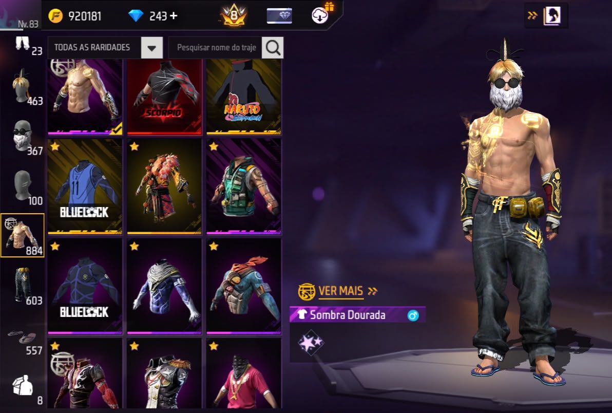 Conta Free Fire Level 83 com Segundo Passe 7 Angelicais 850+ Peitorais Prime 8