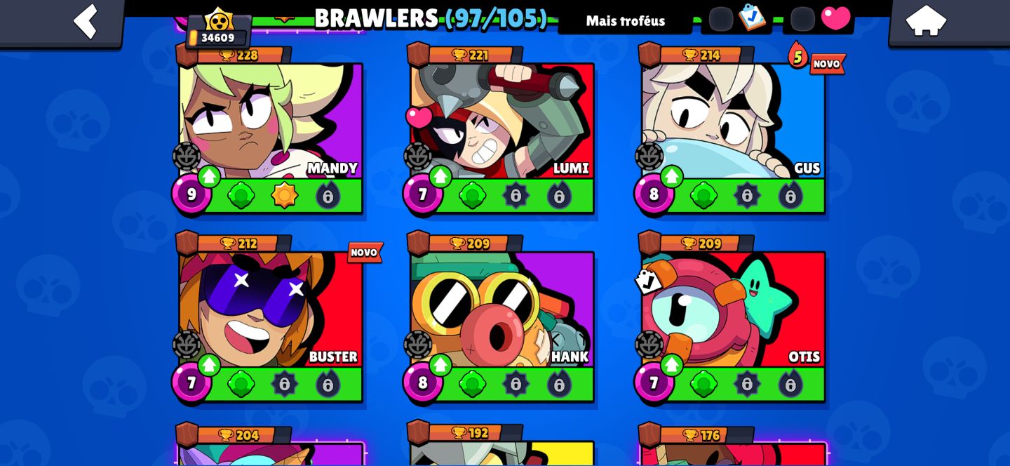 BRAWL STARS | 34K TROFÉUS | 97 BRAWLERS | 231 SKINS | CONTA COMPLETA