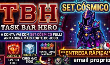 Conta TBH Task Bar Hero - 4 Pesonagens Lv101- 4 Cosmic Sets - Runas - Cube Lv100