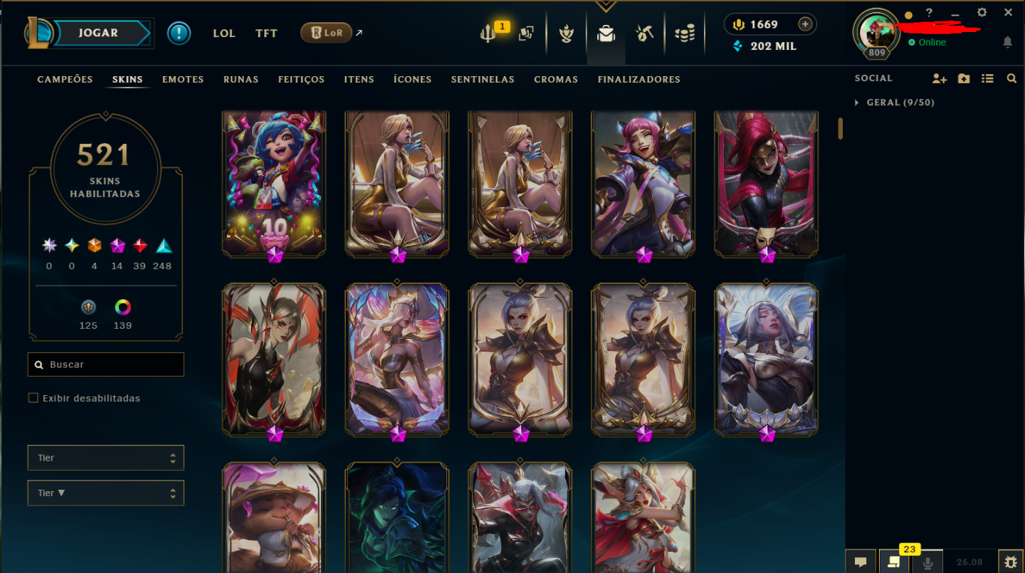 CONTA LEAGUE OF LEGENDs/ 593 SKINS / CAMPEÃ PRIMEIRO CLASH