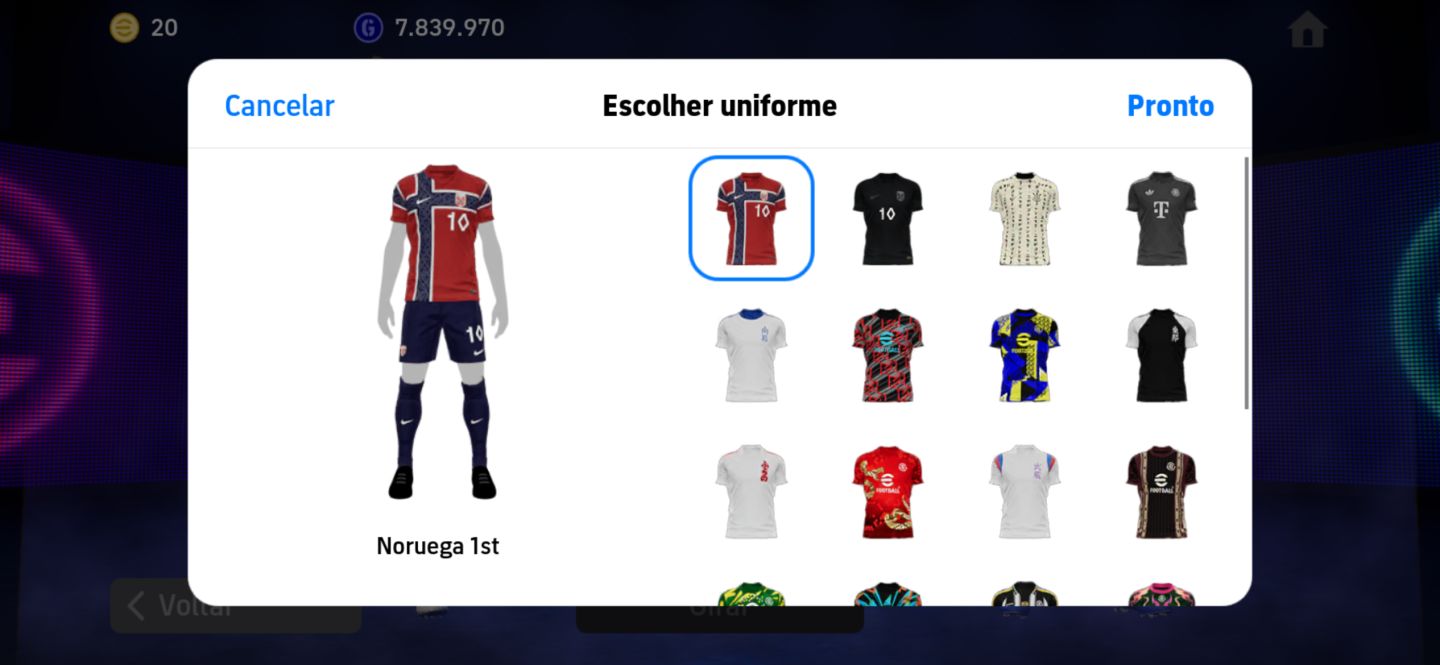 Conta efootball com Neymar, Messi e Yamal do Pack