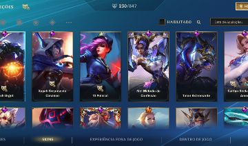 Conta a venda Wild Rift 230 skins mais itens raros