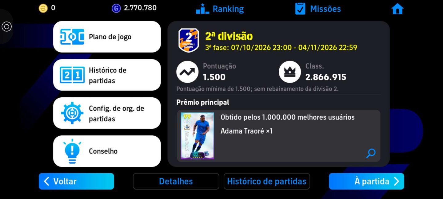 Conta Efootbal Mobile Top