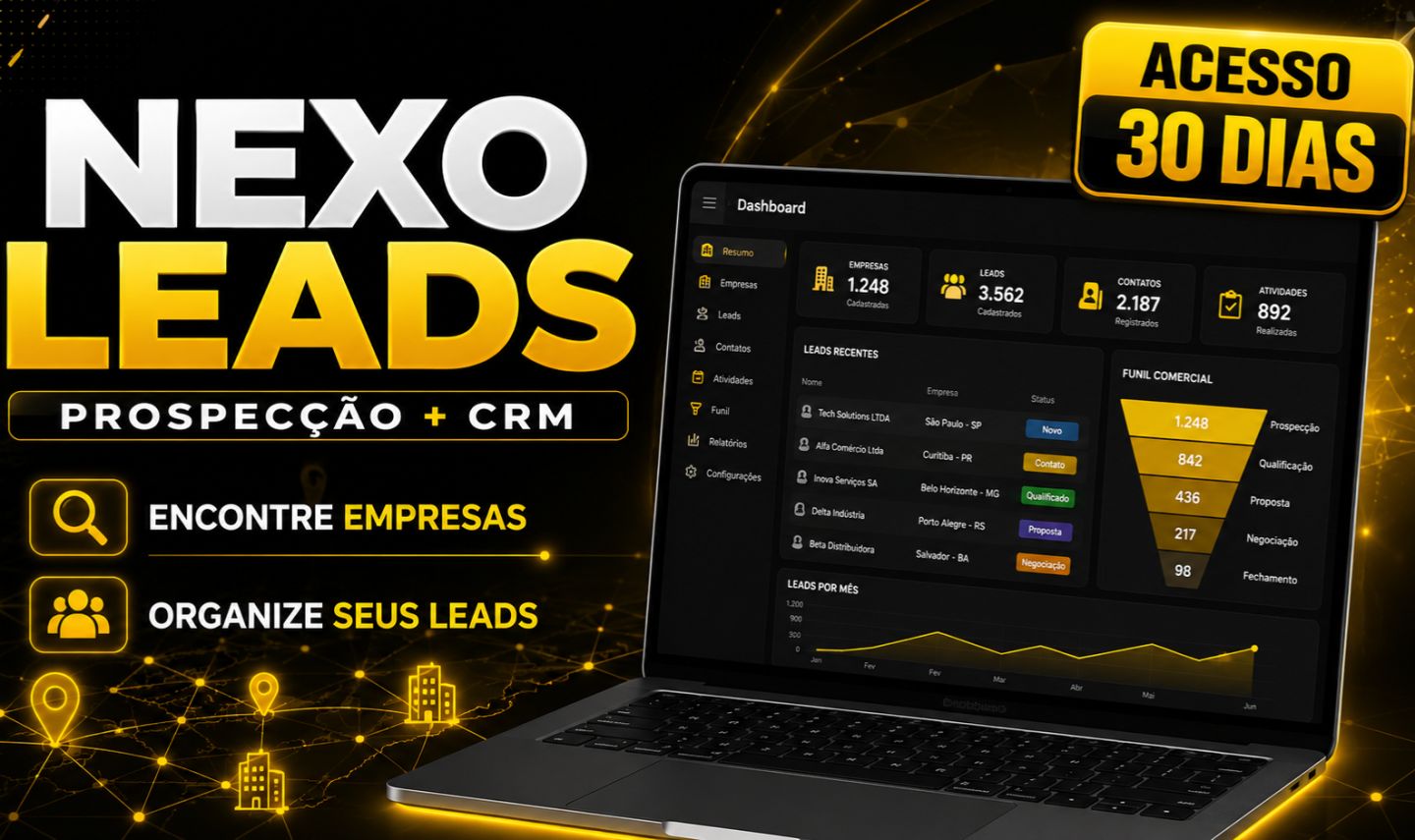 NEXO LEADS SISTEMA DE PROSPECÇÃO E CRM | ACESSO 30 DIAS