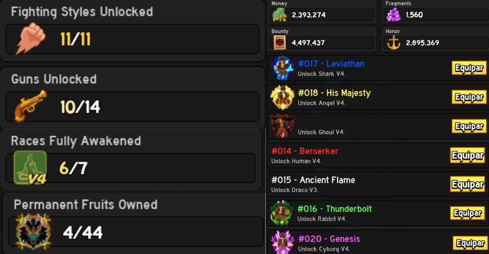 Conta de Blox Fruits Full com Buddha, Magma e Ice perm e Gamepass Dark blade V3