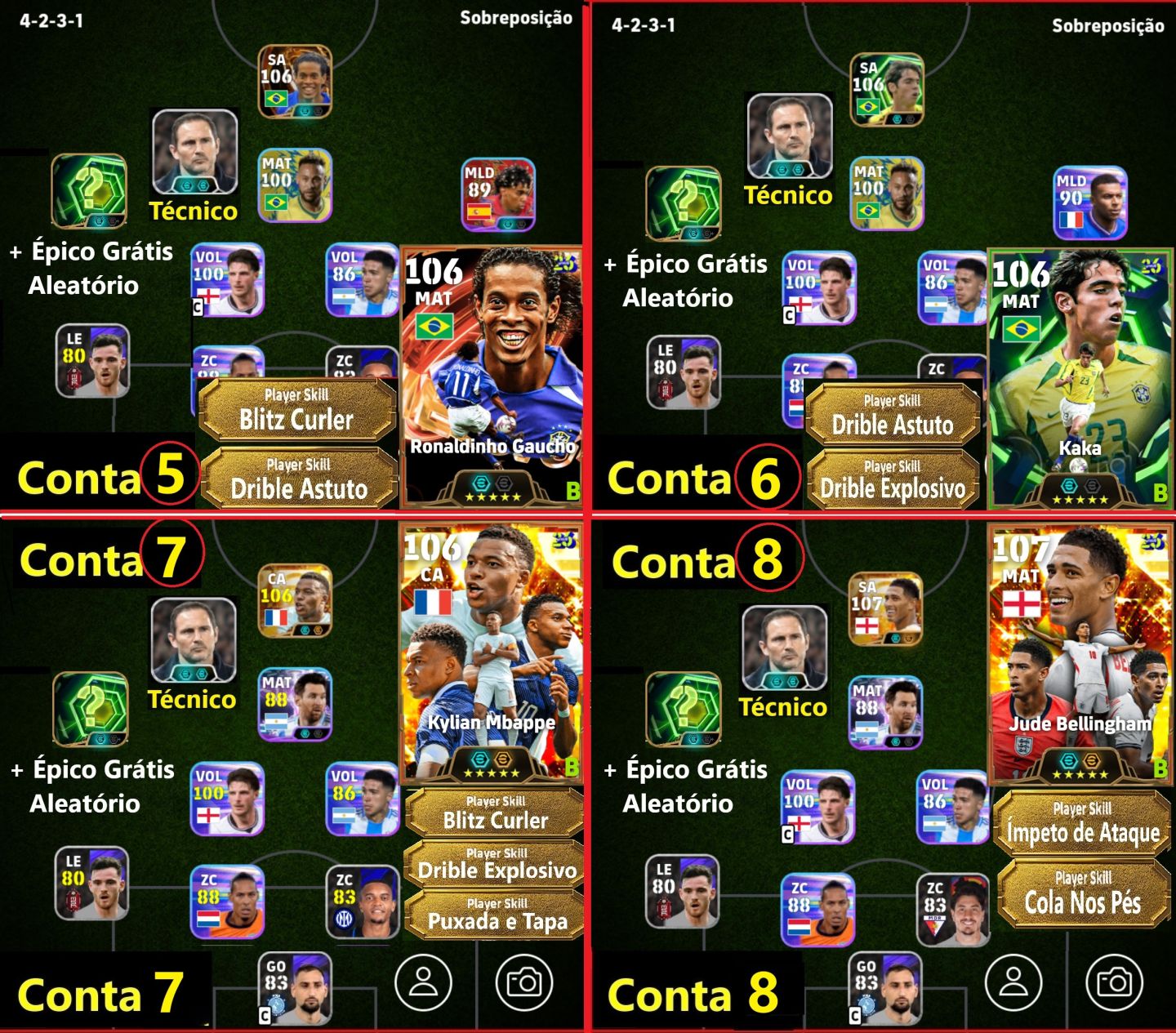 Contas efootball ( Epicos Pagos e Upadas )