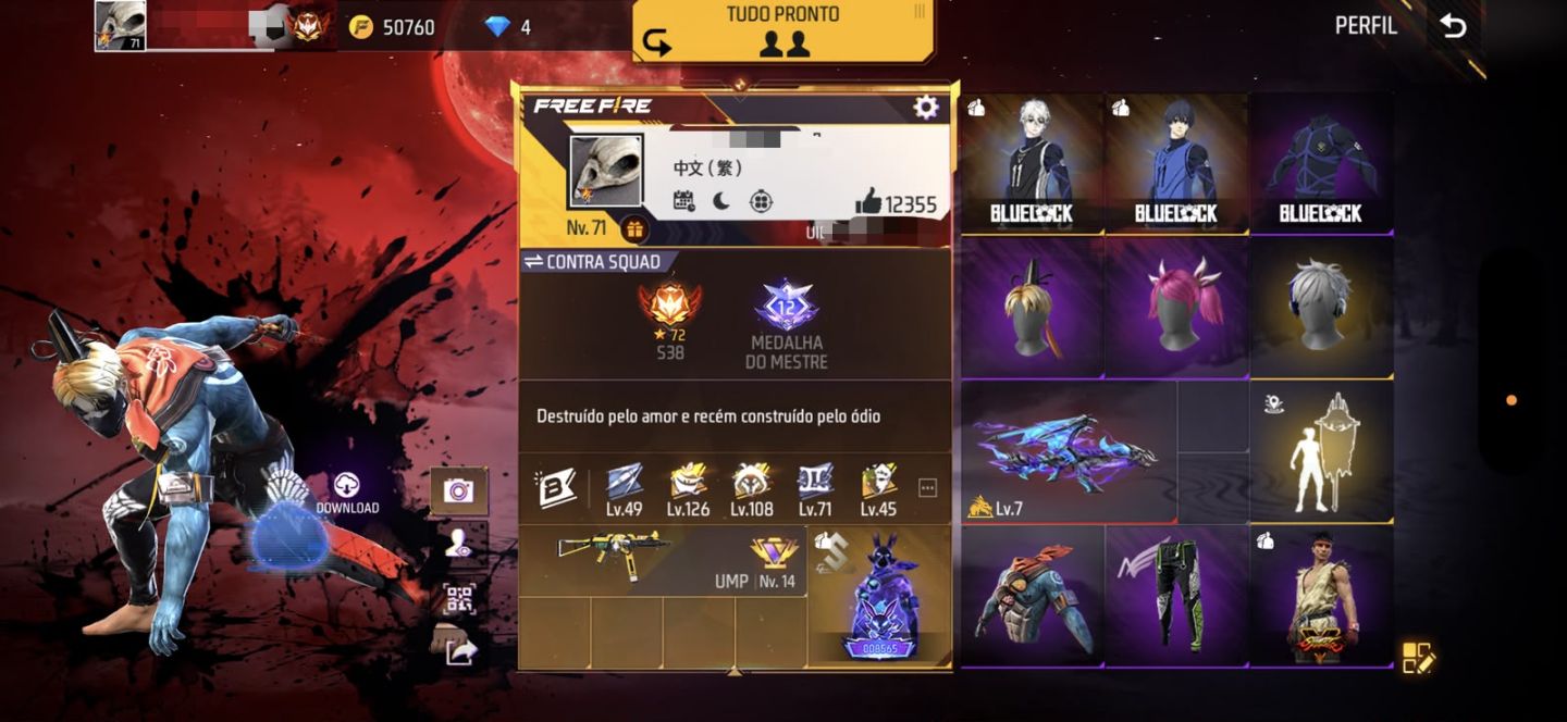 CONTA FREE FIRE PRIME 7 | 467 CALÇAS + 626 SKINS | MUITO COMPLETA