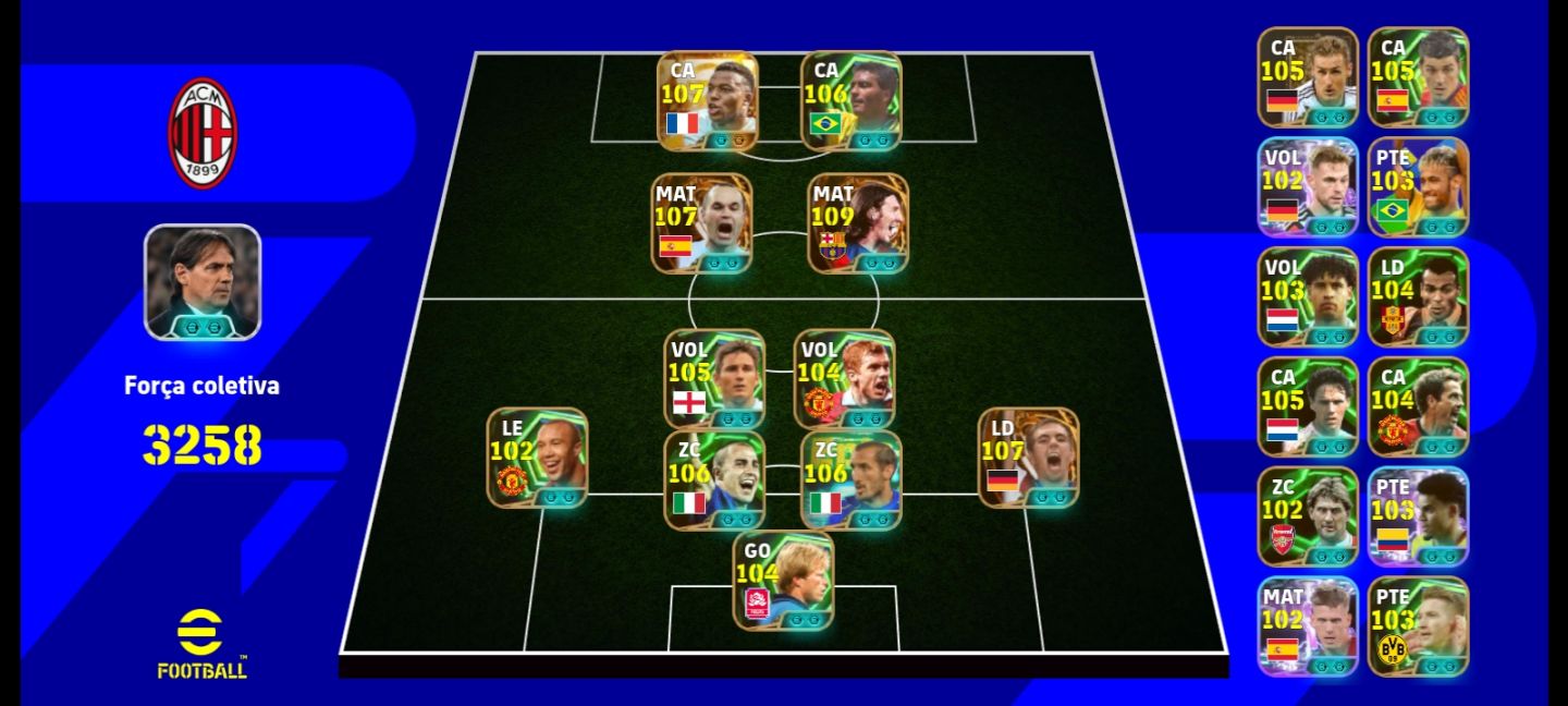 Conta eFootball TOP 3258 FC | Elenco Recheado de Épicos e Showtime