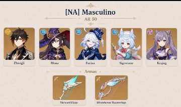 CONTA GENSHIN IMPACT COM 5 PERSONAGENS T5 & 2 ARMAS