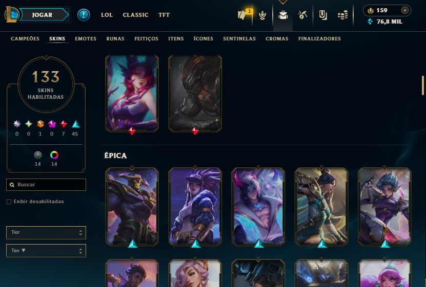 CONTA LOL LEVEL 219, COM 133 SKINS PRATA 1 FULL ACESSO E ENVIO RÁPIDO