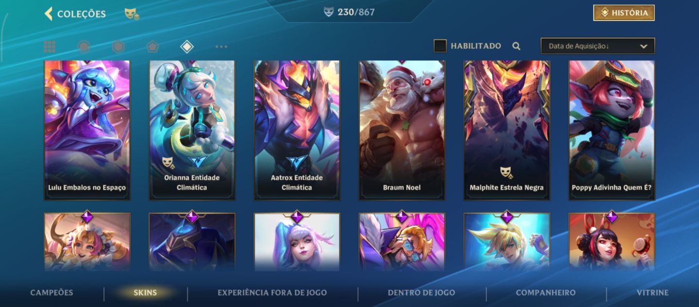 Conta no Wild Rift com 230 skins