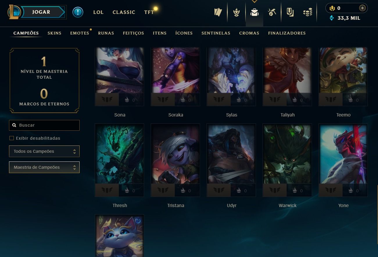 Conta Upada a Mão - 41 Skins - Lvl 30 - 35 Campeões - 33K de Ea - Skins no Baú