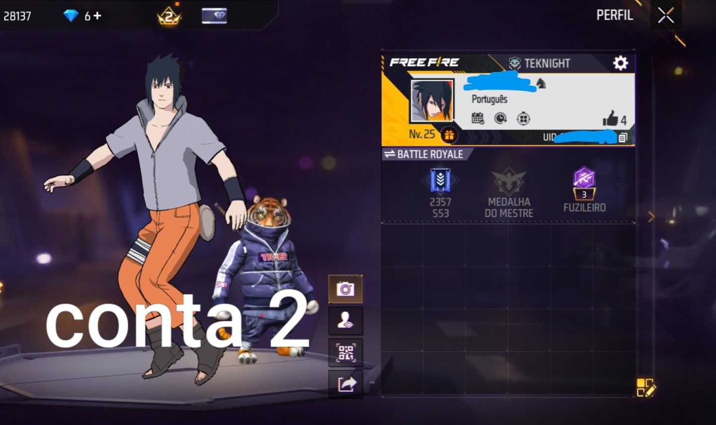 Conta de free fire com skin fadinha