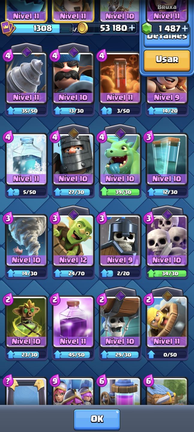 Clash Royale Arena 18 | Torre Lvl 13 | 119/123 Cartas | Evoluções