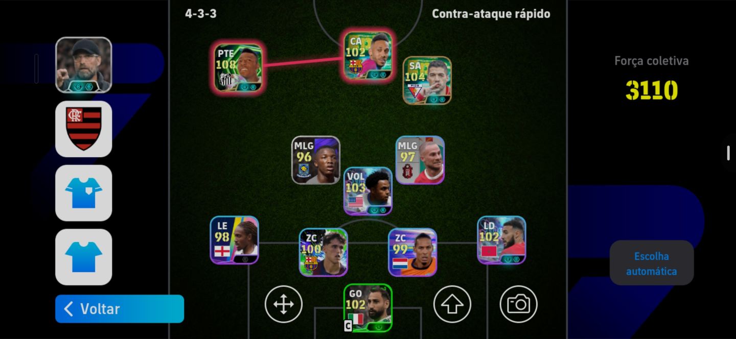 Conta do Efootball iniciante com pelé e técnico klopp