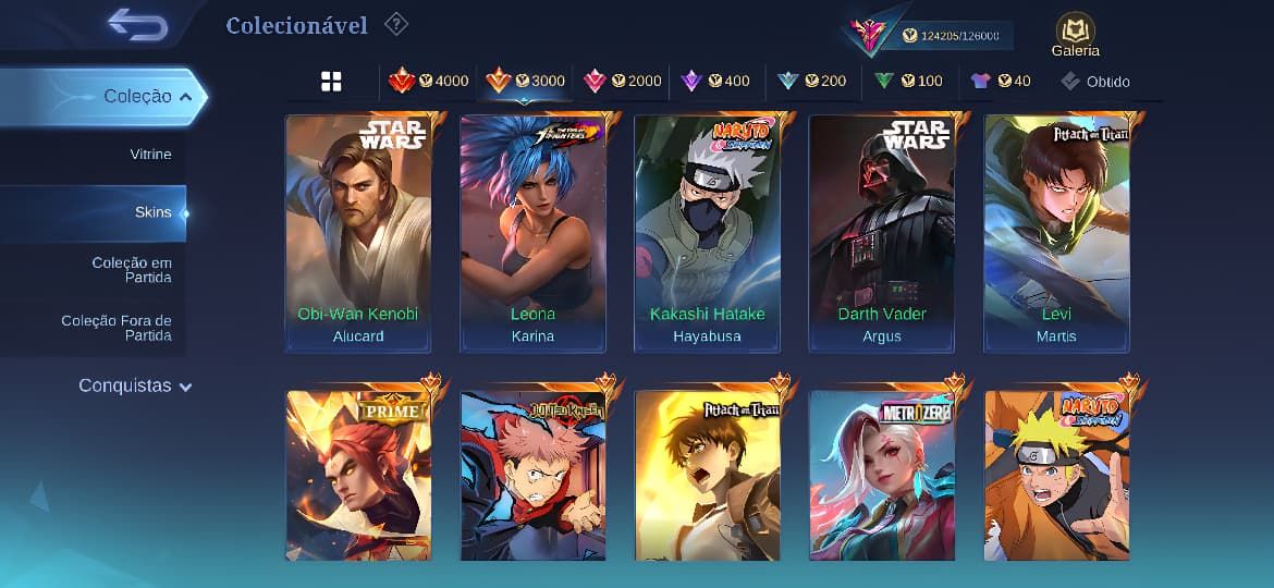 Conta Mobile Legends - 326 Skins Legends e Raras - Informações de Login Alterave