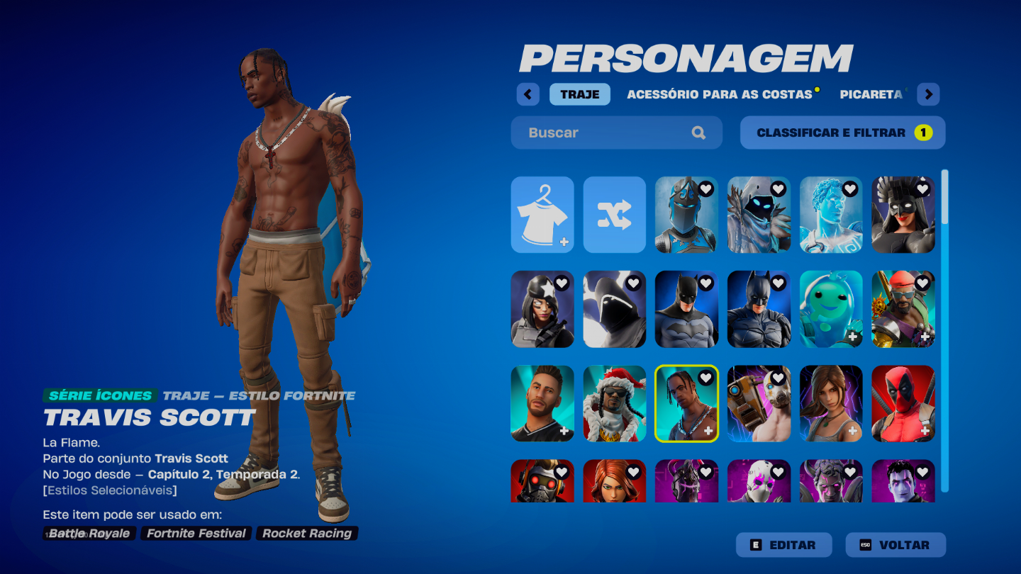 CONTA FORTNITE - 162 SKINS + SALVE O MUNDO WONDER TRAVIS E MUITO MAIS