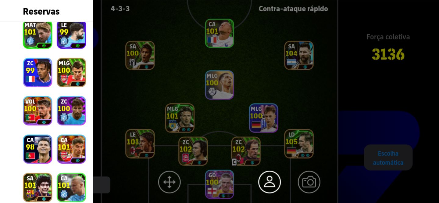 Conta Efootball força do time 3136