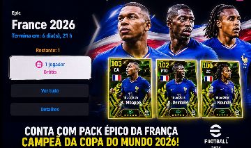 CONTA DE EFOOTBALL MOBILE COM PACK DA FRANÇA