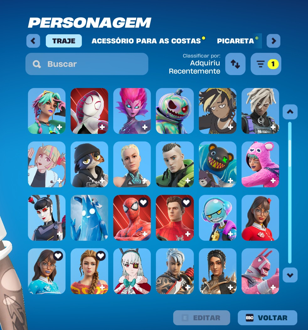 CONTA ANTIGA 175 SKINS ARIANA GRANDE, THE WEEKND, O CEIFADOR, 120 PICARETAS
