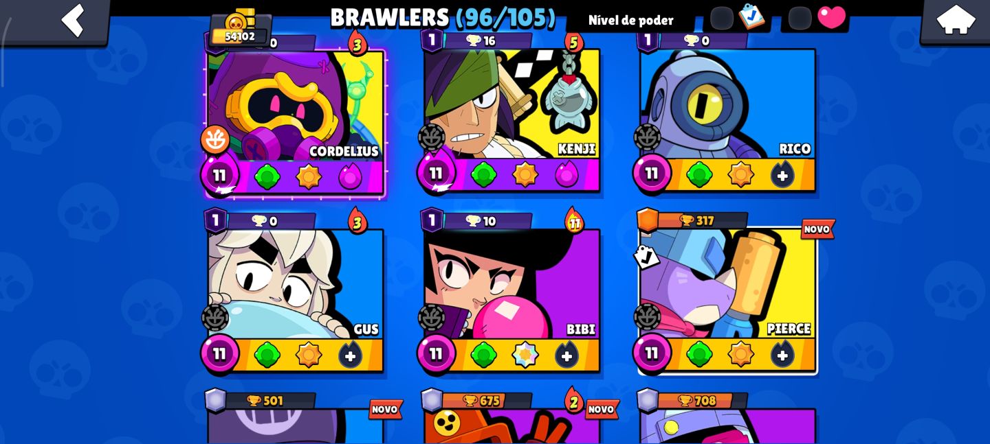 CONTA BRAWL STARS COM 54K TROFÉUS/96 BRAWLERS/ 24 LVL 11/ TROCA DE NOME GRÁTIS