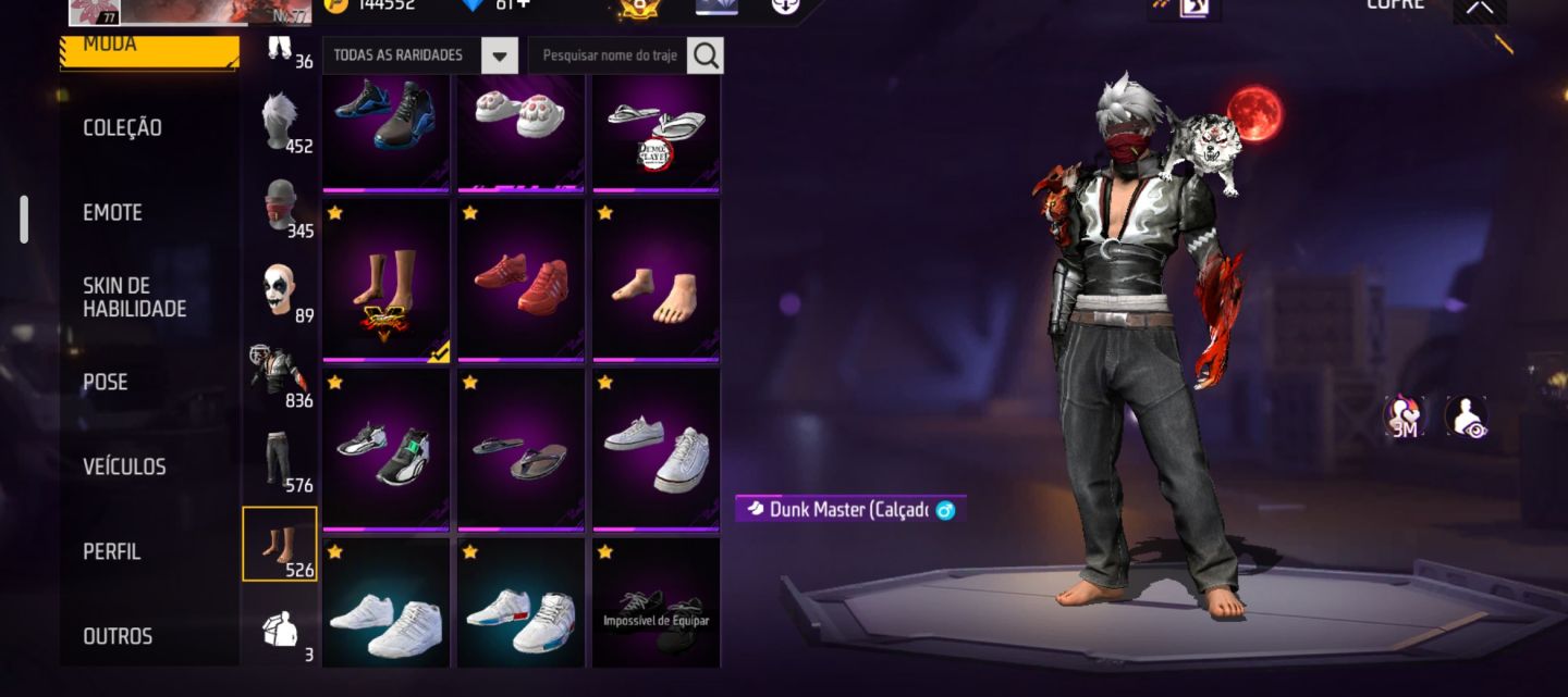 CONTA FREE FIRE GEMADA PRIME 8 / FULL RAGNAROK, FULL STREET FIGHTER E MUITO +