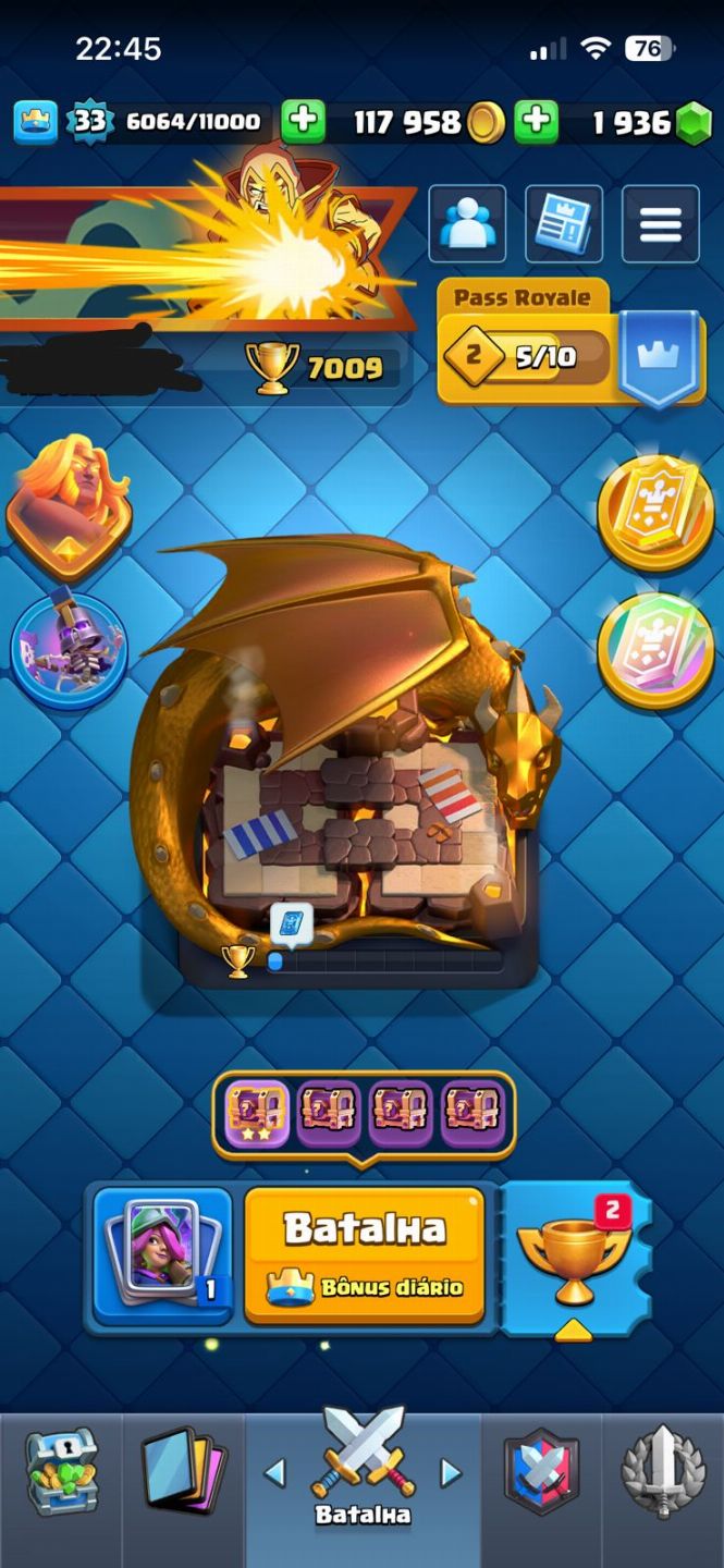 CLASH ROYALE | 7000 TROFÉUS | REI 11 | 4 CAMPEÕES | 3 EVOS | 2000 GEMAS