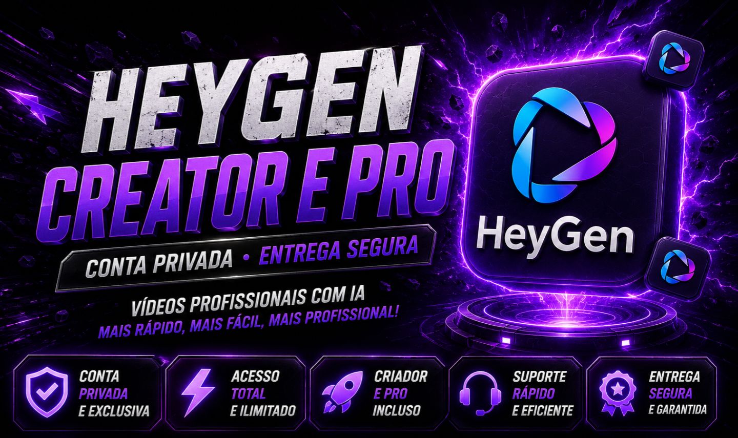 MENOR PREÇO! HEYGEN CREATOR / PRO - PRIVADO - SITE OFICIAL COM GARANTIA + BRINDE